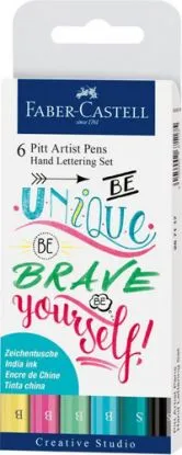 Popisovač Faber-Castell Pitt Artist Pen Hand Lettering pastelová sada 6 ks