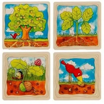 Drevené viacvrstvové puzzle Ako rastie strom - Goki