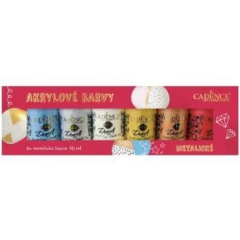 Akrylové farby Cadence sada 6 ks metalické 30 ml